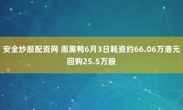 安全炒股配资网 周黑鸭6月3日耗资约66.06万港元回购25.5万股